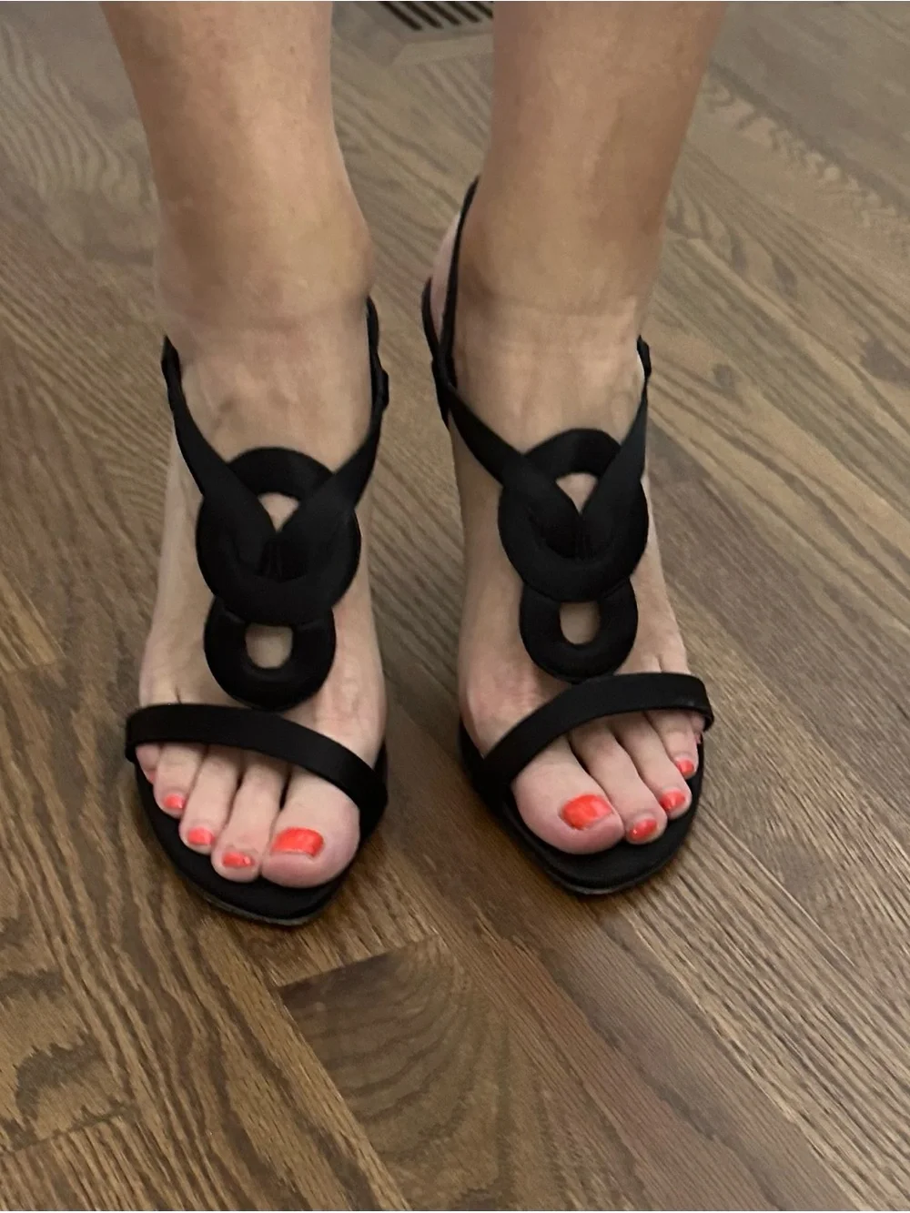 Kate Spade Black Circle-Link Slingback 4 Inch Heels